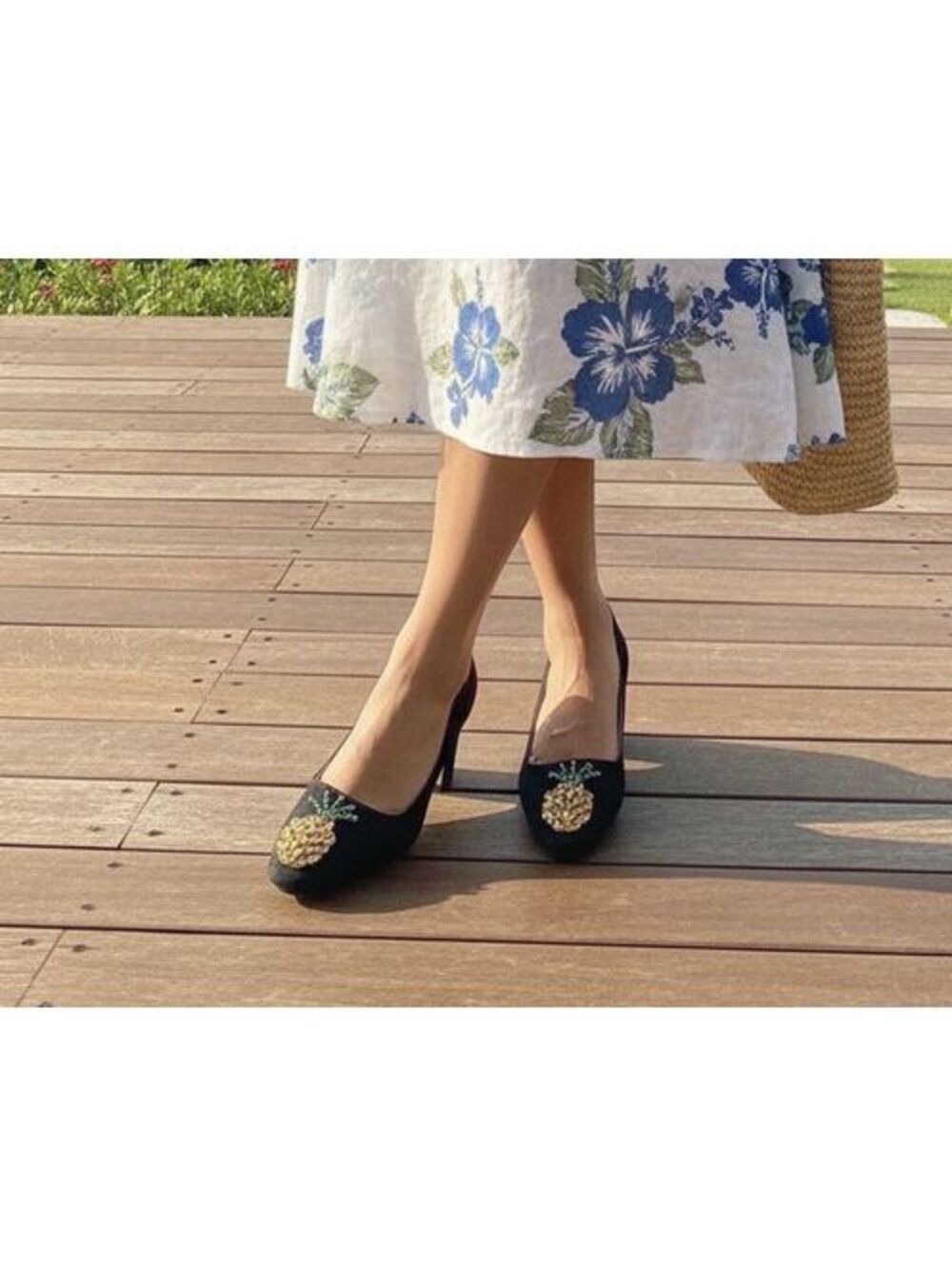 Zara Pineapple Embellished Denim Block Heel Pumps NWT Sz 38